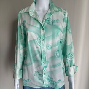 Vintage 70’s Jantzen Sea Shell Print Dagger Collar Top